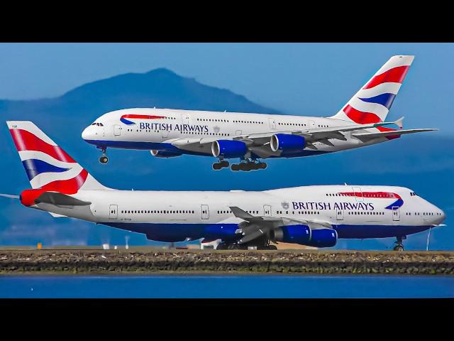 ️ 100 AIRPLANE TAKEOFFS & LANDINGS in 60 MINS  San Francisco Airport Plane Spotting USA SFO/KSFO