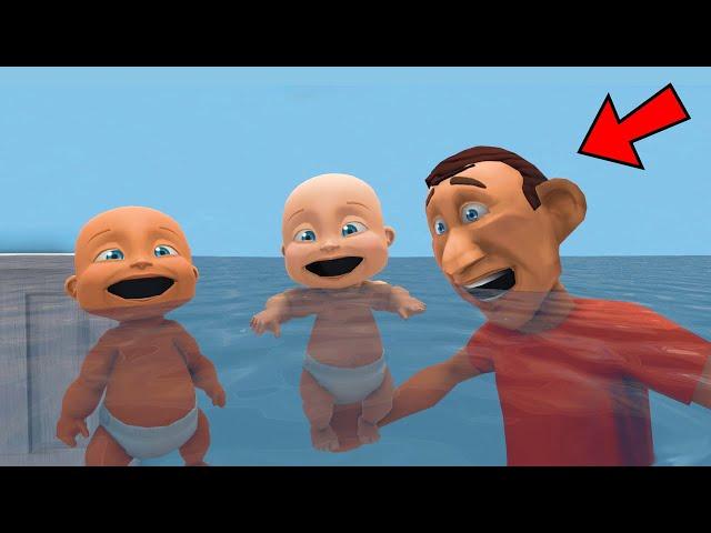 Two Babies Flood EVIL Daddy's House!