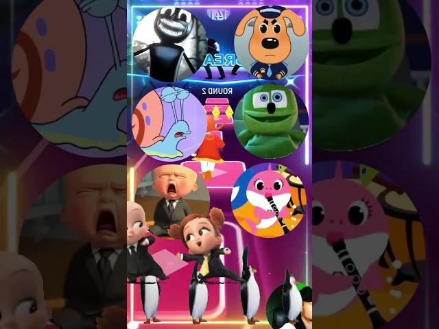 Cartoon Cat, Sheriff Labrador, SpongeBob, Gummy Bear, Baby Boss, Baby Shark Tiles Hop