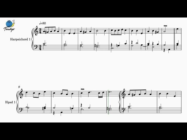 Purcell, Henry - a-moll menuett - klavessiini partii