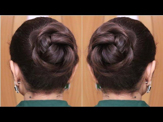 Very Beautiful Cute Bun Hairstyle For Wedding By Self | Latest Easy Long Hair Juda Hairstyle Girls