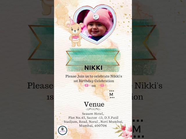 Baby's First Birthday Invitation Card || WhatsApp Invite ||Birthday Invite ||Digital invite