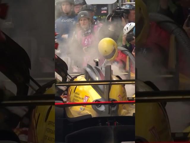A smoky Ferrari 