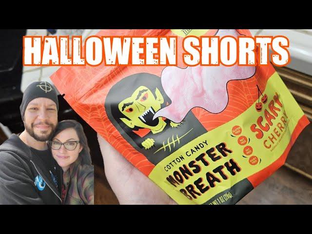 HalloWEen Shorts - 7-Eleven Mixed Halloween Gummies & Cotton Candy Monster Breath Scary Cherry