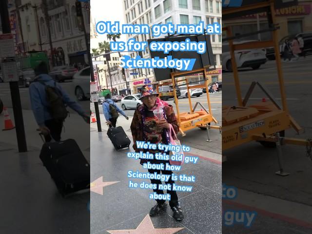 Old man gets mad at us for marking them go inside lol#fyp #Scientology #cult