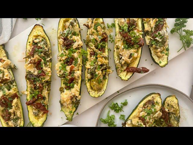 Spinach and Artichoke Zucchini Boat Recipe