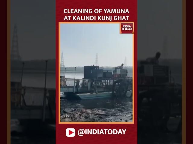 Cleaning Of Yamuna River At Kalindi Kunj Ghat | BJP Set To Deliver Its Major Poll Promise | #shorts