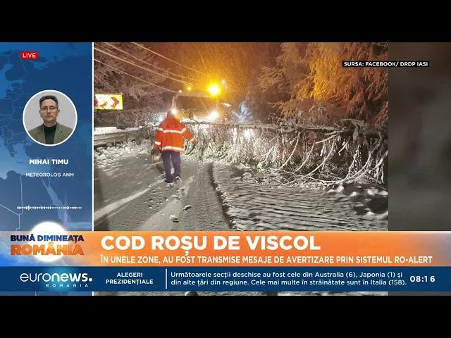 Cod roșu de viscol în 7 județe. În unele zone au fost transmise mesaje de avertizare RO-Alert