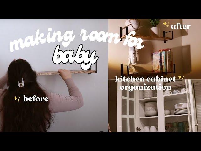 Making Space for Baby!: Kitchen Cabinet Organization + DIY Floating Shelves