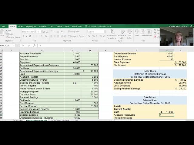 Preparing Financial Statements - GAAPQuest Example