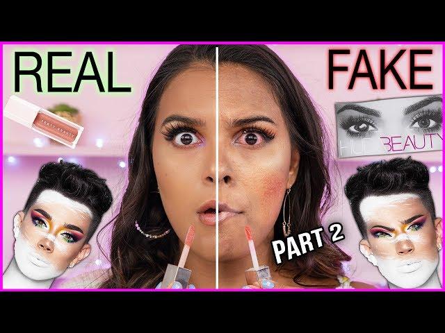 FULL FACE OF FAKE vs. REAL MAKEUP! (allergic reaction on camera!) Natalies Outlet