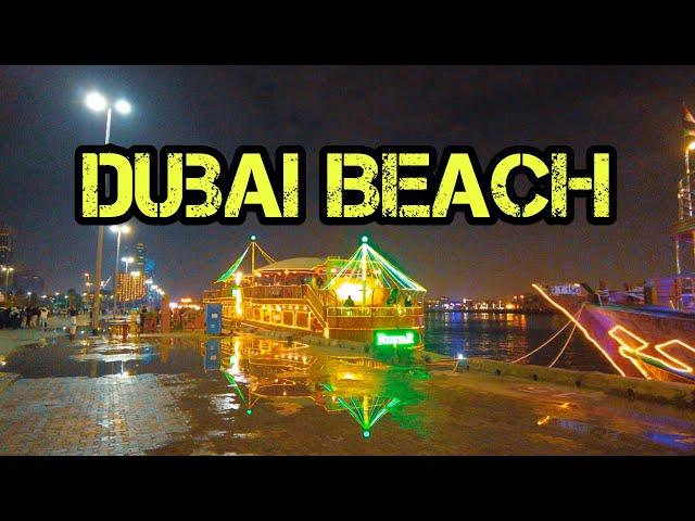 The Amazing Dubai Beach Night Walk [4k]