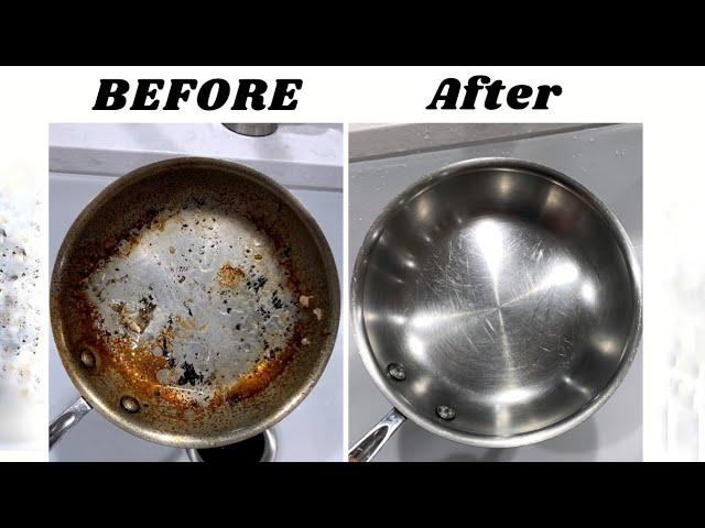 How To Clean Stainless Steel Pans [CC] - #shorts