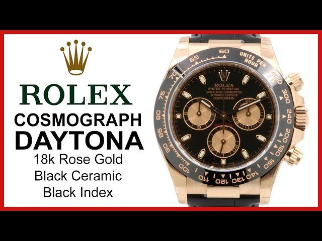 ▶ Rolex Cosmograph Daytona, 18k Rose Gold, Ceramic Bezel, REVIEW Black Index, Chronograph - 116515LN