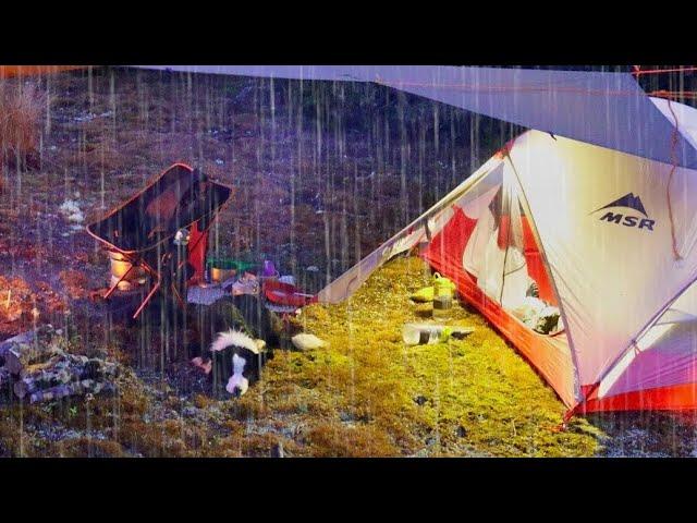 CAMPING in RAIN - Heavy rain, tent and tarp