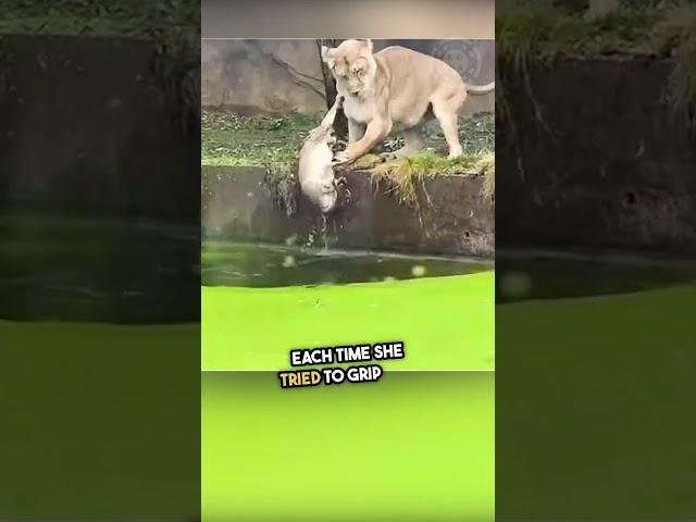 Lioness Rescues Her Cub from Water! (watch till the end) #shorts