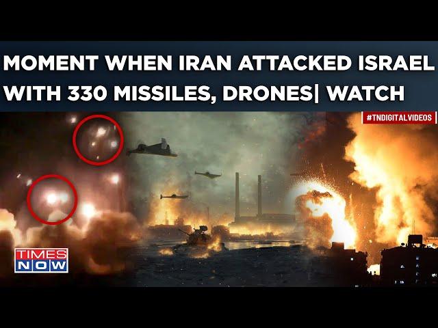 Moment When Iran Attacked Israel With 330 Missiles, Drones | IDF Bases Destroyed | Panic Amid Sirens