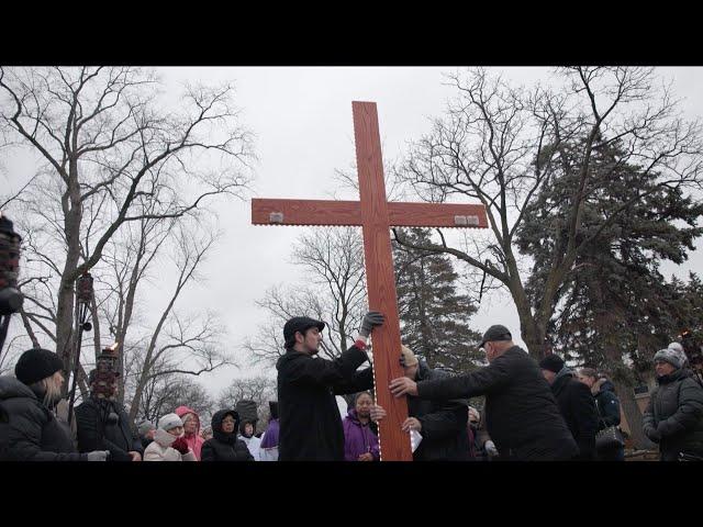 The community of St  John Brebeuf walks the streets of Niles recalling The Stations of the Cross