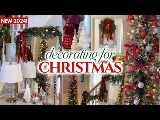 CHRISTMAS DECORATE WITH ME 2024 | TRADITIONAL CHRISTMAS DECOR  + CHRISTMAS TREE DECORATING IDEAS