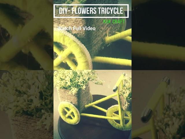 How To Make Flower Bicycle | DIY- Flowers Tricycle With Rope | Home decor Jute #shorts