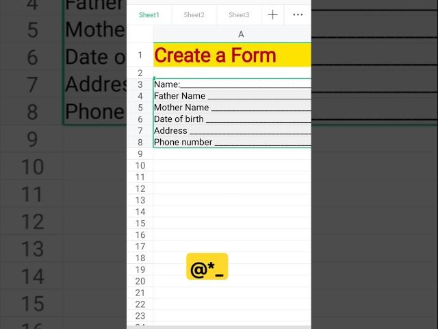 How to create form in excel #focusinguide #exceltips #tutorial #shorts
