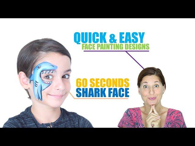 SHORT - Quick and Easy 60 Seconds Shark Face Painting Demo - Step by Step