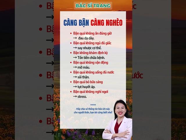 Càng Bận - Càng Nghèo! Câu Chuyện Không Chỉ Là Tiền Bạc | Bác sĩ Trang