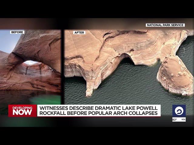 Boaters describe rockfall before 'crazy' arch collapse on Lake Powell