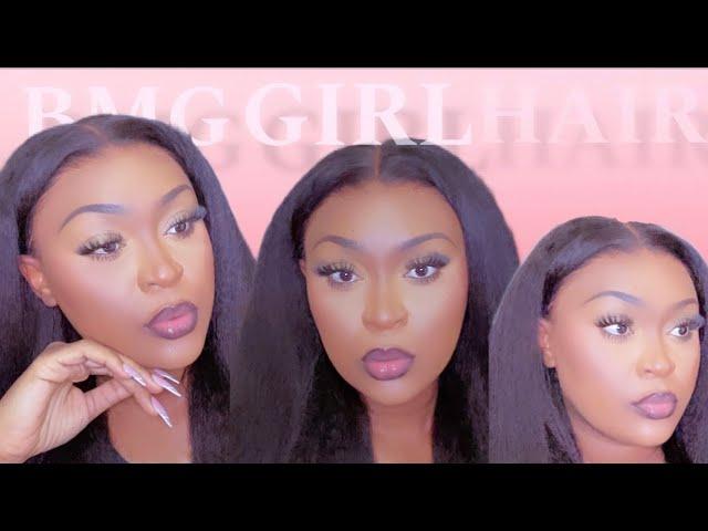 MOST REALISTIC NATURAL GLUELESS KINKY STRAIGHT WIG FOR BEGINNERS @bgmgirlhair| TRICH2REAL