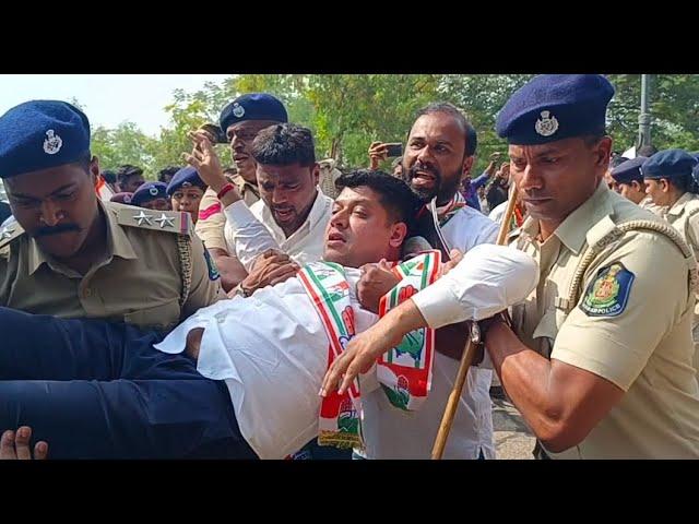 Congress protest at Raj bhavan.