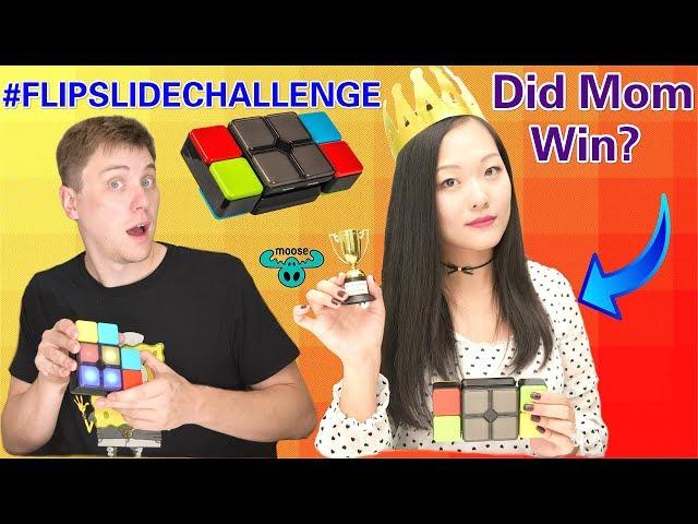 #FLIPSLIDECHALLENGE! MOM vs DAD ,Did Mom Win? Mom's Face Reveal