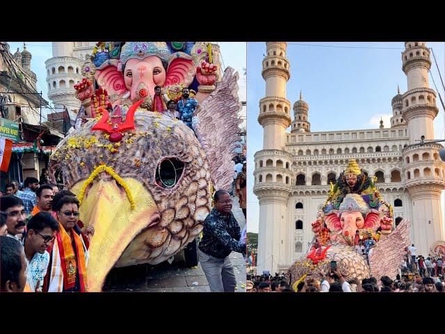 Ganesh Shobha Yatra 2024 | Ganesh nimajjanam in Charminar | Ganesh immersion at Hussain Sagar 2024