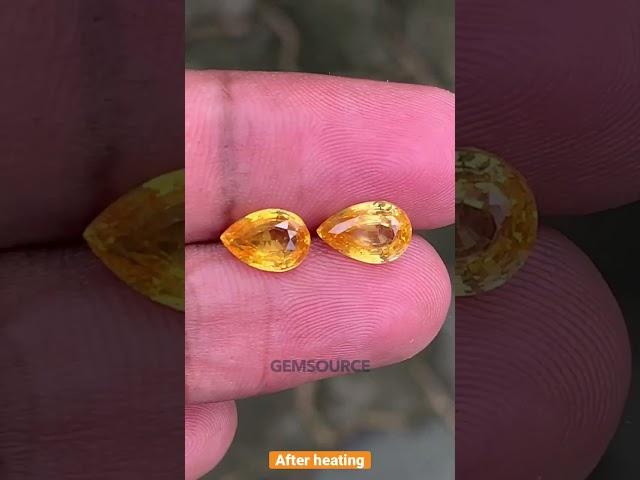 Heating a YELLOW SAPPHIRE Pair. Value Addition of Gemstones
