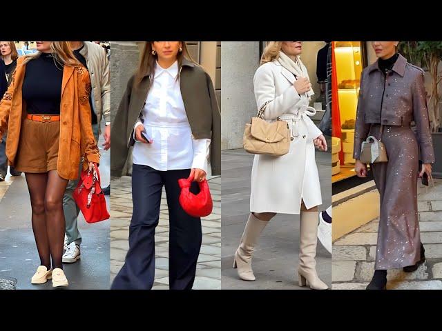 STUNNING STREET STYLE SHOW BY MILAN FASHIONISTAS | CHIC OUTFITS TRENDS || ITALIAN SHOPPING WALK