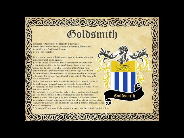 Goldsmith Surname Family History and Coat of Arms