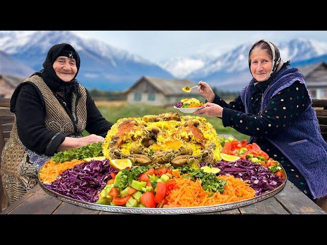 Farm-Fresh Feast: Vegetable Salad & Chicken Pilaf Cooked Village-Style