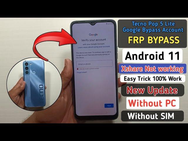 Tecno BD4i Google Account Bypass NO NEED PC | NO SIM | Tecno Pop 5 LITE FRP Bypass Android 11