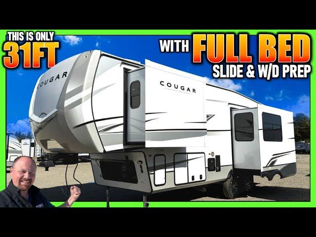 Full Bed Slide, WD Prep, and UNDER 31ft TOTAL! 2025 Cougar 260MLE Couple's Camping Fifth Wheel RV