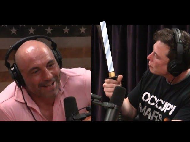 Elon Musk plays with Joe Rogan's 500 YEAR OLD SAMURAI SWORD!