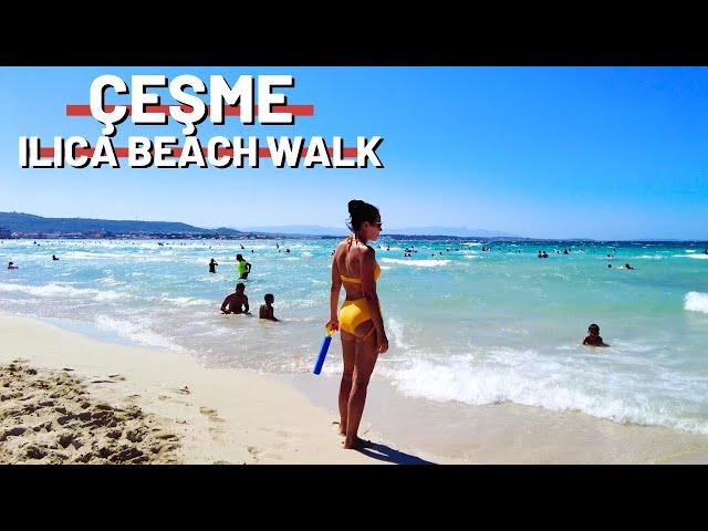 Çeşme Ilıca Beach Walk | July 2023 TÜRKİYE  [4K UHD]