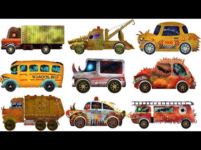 Scary Street Vehicles | Cars and Trucks | Halloween Cars Cartoon