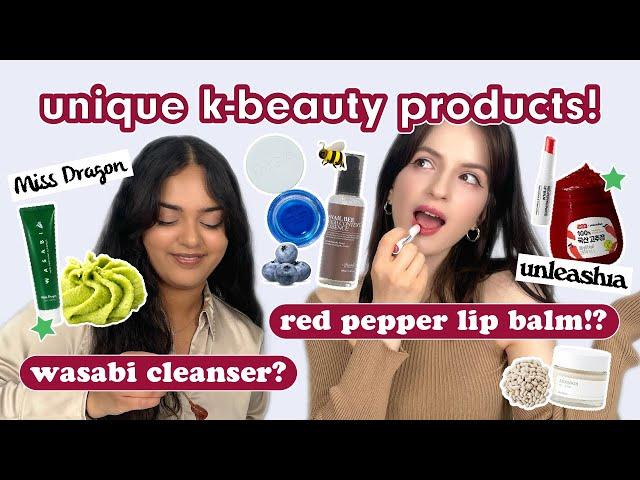 Trying unique K-beauty products  | WASABI cleanser and RED PEPPER lip balm?! ️