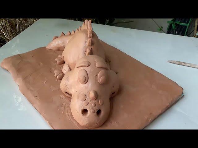 Basic Steps To Make Dino Out Of Clay | DIY Clay Animal Sculpting Easy Method