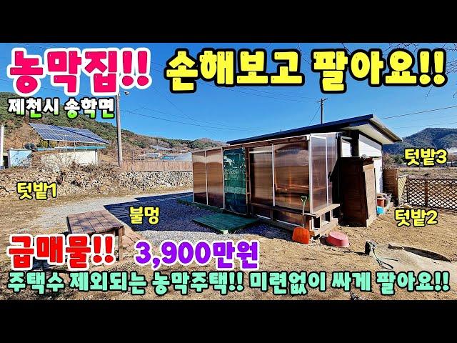 763. 싼집!! 주택수에 안들어가는 농막주택 주말농장 나만의 놀이터를 만들기!! 제천시 송학면 주택매매 단독주택 제천부동산 제천토지매매 제천전원주택매매 제천주택매매 시골집 촌집