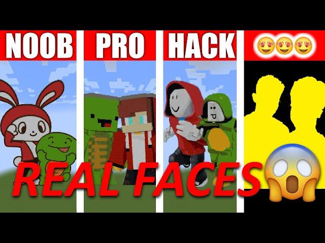 REAL FACE JJ Mickey Zenichi NOOB vs PRO MINECRAFT Pixel Art ぜんいち まいぜん, マイクラ 初心者 vs プロチーター ぜんいち作り対決！