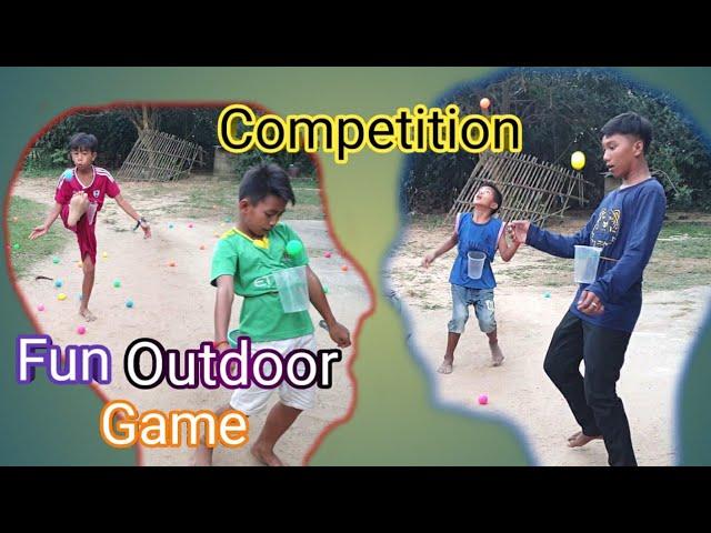 Balls To Get In The Cup On The Stomach | Fun Outdoor Game Competition