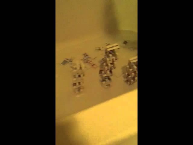 Domino towers in bath tub
