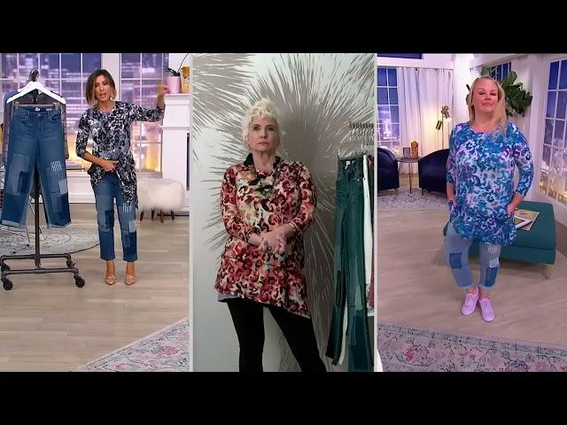 LOGO Lavish by Lori Goldstein Slim Leg Boyfriend Jeans with Patchwork on QVC