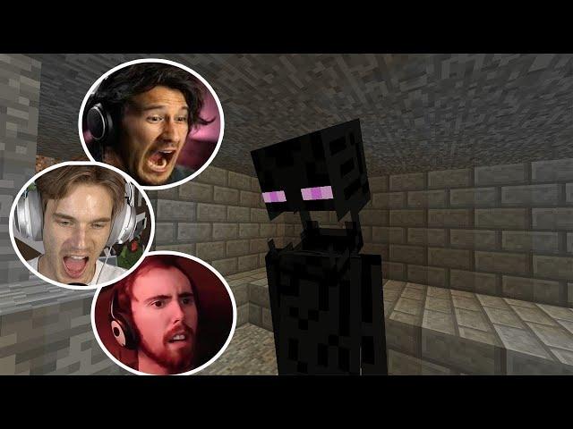 Gamers Reaction to First Seeing Enderman Mob in Minecraft | Pewdiepie, and more!