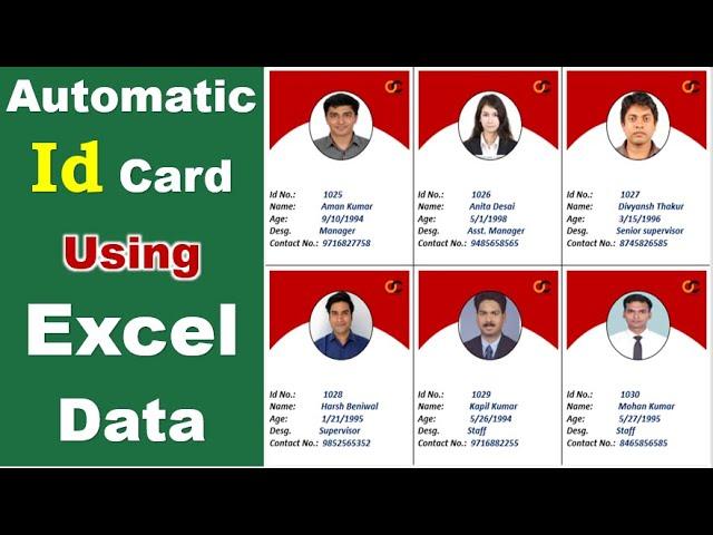 Automatic Id Card Using Excel Data || Word & Excel || ECC Education